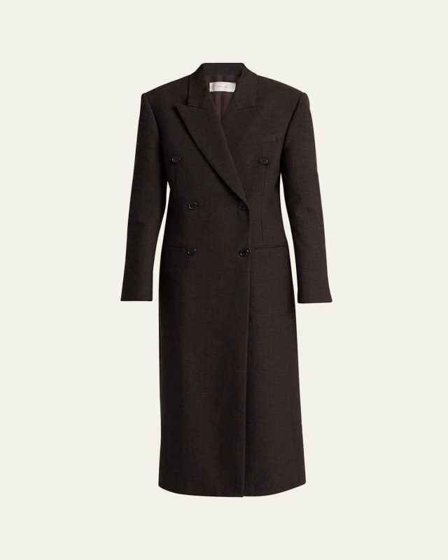 Duras Long Double-Breasted Wool Coat